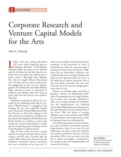 Corporate Research and Venture Capital Models for the Arts