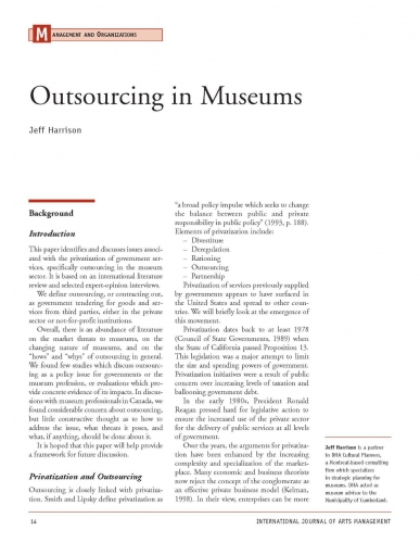 Outsourcing in Museums