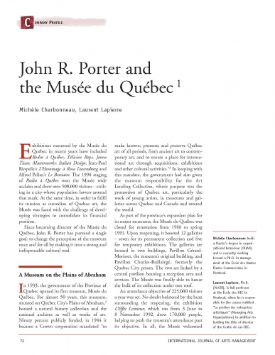 John R. Porter and the Musée du Québec