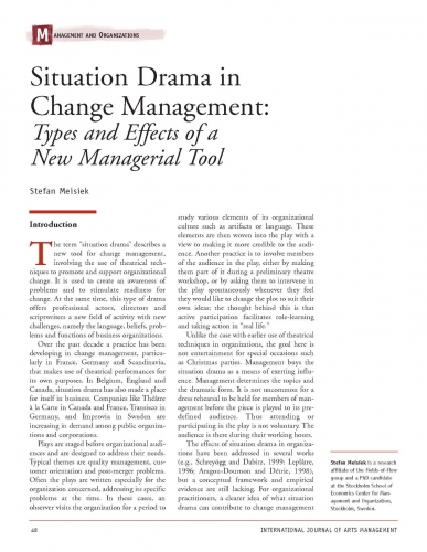 Situation Drama in Change Management: Types and Effects of a New Managerial Tool