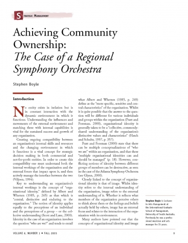Achieving Community Ownership: The Case of a Regional Symphony Orchestra
