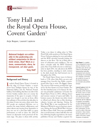 Tony Hall and the Royal Opera House, Covent Garden