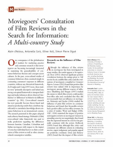 Moviegoers’ Consultation of Film Reviews in the Search for Information: A Multi-country Study