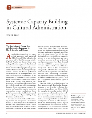 Systemic Capacity Building in Cultural Administration