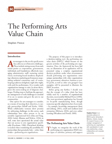 The Performing Arts Value Chain