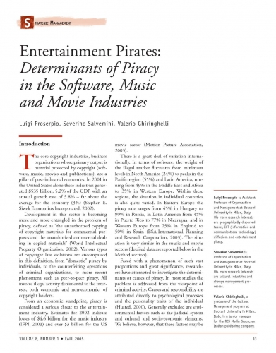 Entertainment Pirates: Determinants of Piracy in the Software, Music and Movie Industries