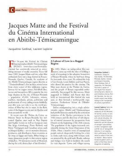 Jacques Matte and the Festival du Cinéma International en Abitibi-Témiscamingue