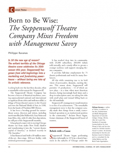 Born to Be Wise: The Steppenwolf Theatre Company Mixes Freedom with Management Savvy