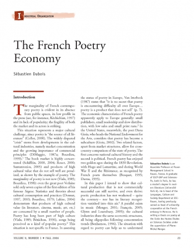 The French Poetry Economy