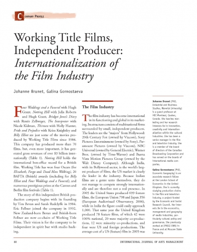 Working Title Films, Independent Producer: Internationalization of the Film Industry