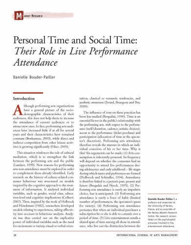Personal Time and Social Time: Their Role in Live Performance Attendance