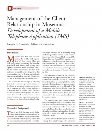 Management of the Client Relationship in Museums: Development of a Mobile Telephone Application (SMS)