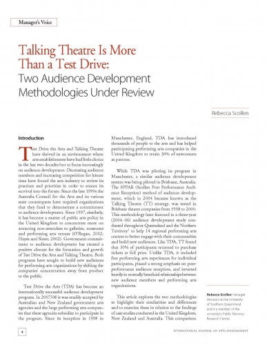 Talking Theatre Is More Than a Test Drive: Two Audience Development Methodologies Under Review
