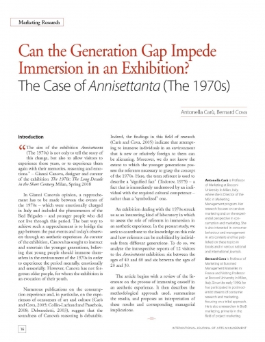 Can the Generation Gap Impede Immersion in an Exhibition? The Case of Annisettanta (The 1970s)