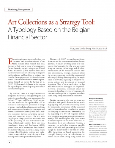 Art Collections as a Strategy Tool: A Typology Based on the Belgian Financial Sector