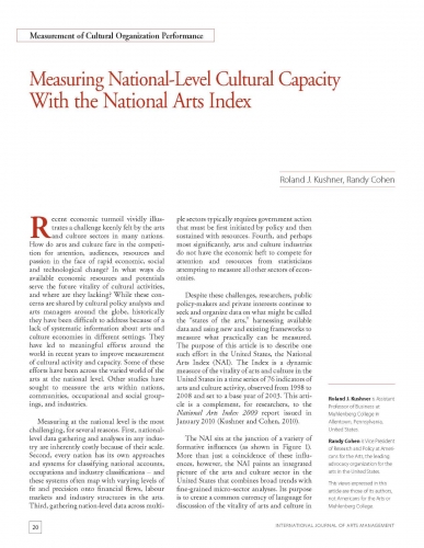 Measuring National-Level Cultural Capacity With the National Arts Index