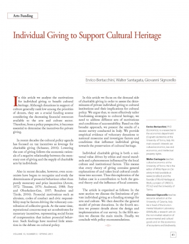 Individual Giving to Support Cultural Heritage