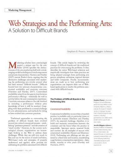 Web Strategies and the Performing Arts: A Solution to Difficult Brands