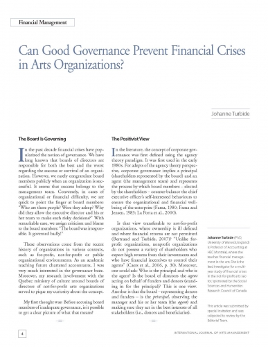 Can Good Governance Prevent Financial Crises in Arts Organizations?