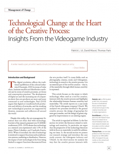 Technological Change at the Heart of the Creative Process: Insights From the Videogame Industry