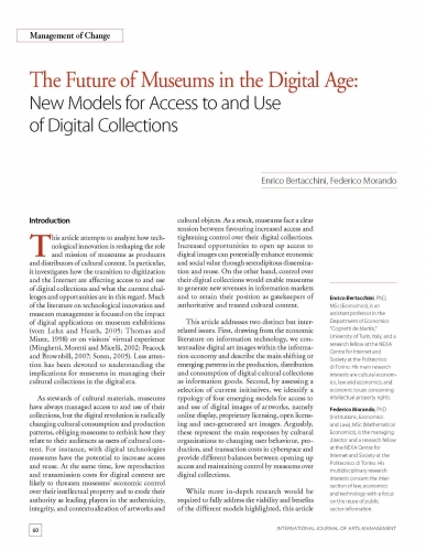 The Future of Museums in the Digital Age: New Models for Access to and Use of Digital Collections