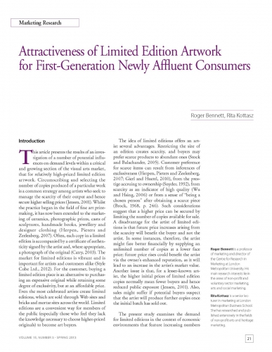 Attractiveness of Limited Edition Artwork for First-Generation Newly Affluent Consumers