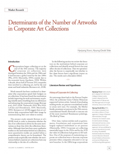 Determinants of the Number of Artworks in Corporate Art Collections