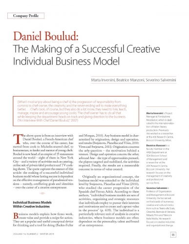 Daniel Boulud: The Making of a Successful Creative Individual Business Model