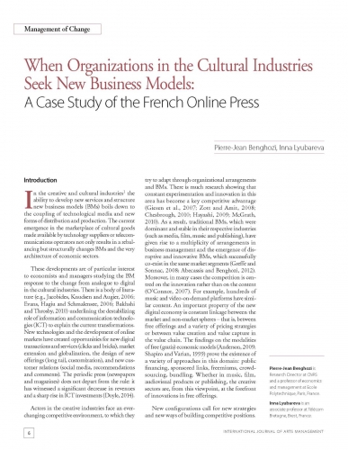 When Organizations in the Cultural Industries Seek New Business Models: A Case Study of the French Online Press
