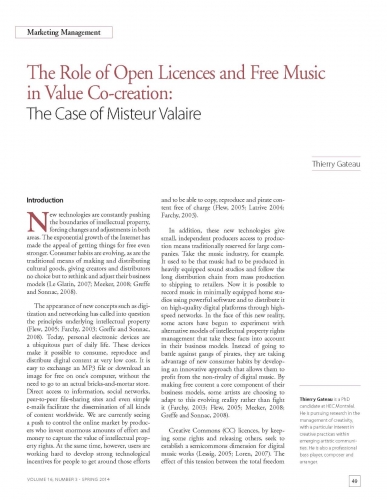 The Role of Open Licences and Free Music in Value Co-creation: The Case of Misteur Valaire