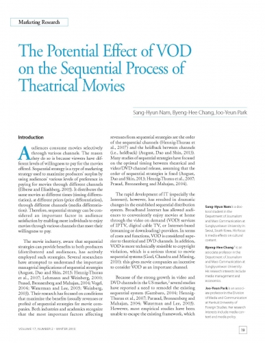 The Potential Effect of VOD on the Sequential Process of Theatrical Movies