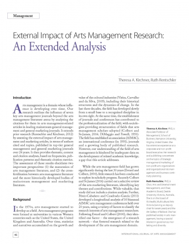 External Impact of Arts Management Research: An Extended Analysis