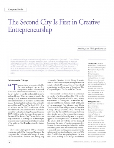 The Second City Is First in Creative Entrepreneurship