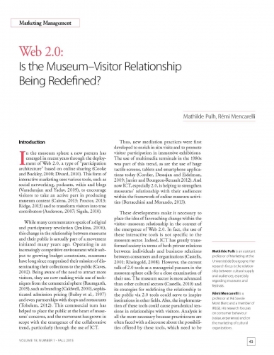 Web 2.0: Is the Museum-Visit or Relationship Being Redefined?