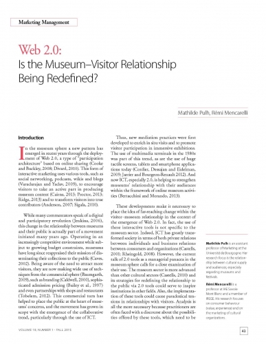 Web 2.0: Is the Museum-Visit or Relationship Being Redefined?