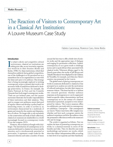 The Reaction of Visitors to Contemporary Art in a Classical Art Institution: A Louvre Museum Case Study