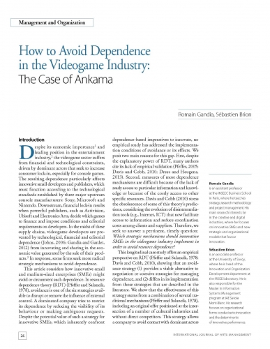 How to Avoid Dependence in the Videogame Industry: The Case of Ankama