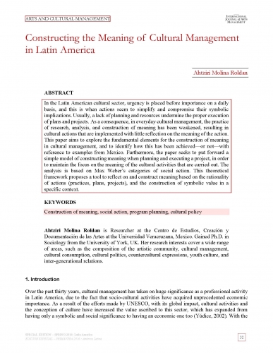 Constructing the Meaning of Cultural Management in Latin America