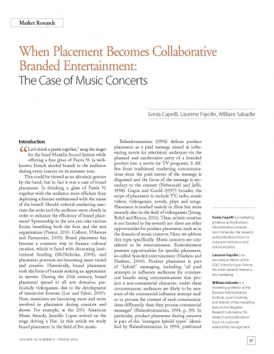 When Placement Becomes Collaborative Branded Entertainment: The Case of Music Concerts