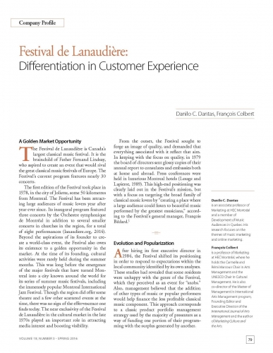 Festival de Lanaudière: Differentiation in Customer Experience