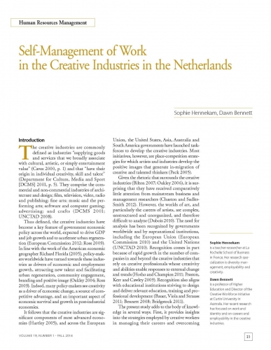 Self-Management of Work in the Creative Industries in the Netherlands