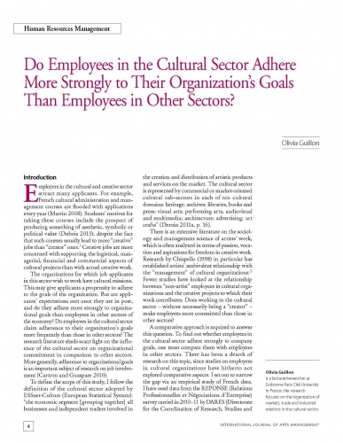Do Employees in the Cultural Sector Adhere More Strongly to Their Organization’s Goals Than Employees in Other Sectors?