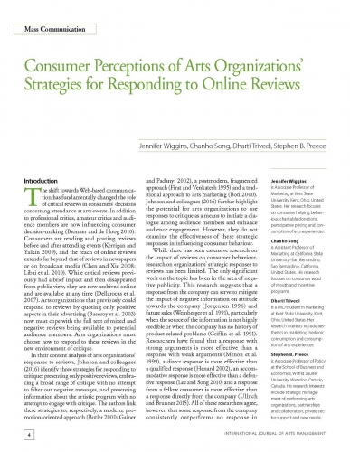 Consumer Perceptions of Arts Organizations’ Strategies for Responding to Online Reviews