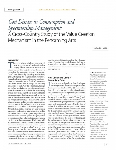 Cost Disease in Consumption and Spectatorship Management: A Cross-Country Study of the Value Creation Mechanism in the Performing Arts