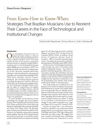 From Know-How to Know-When: Strategies That Brazilian Musicians Use to Reorient Their Careers in the Face of Technological and Institutional Changes