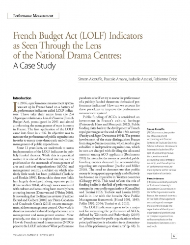 French Budget Act (LOLF) Indicators as Seen Through the Lens of the National Drama Centres: A Case Study