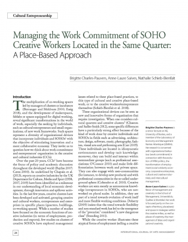 Managing the Work Commitment of SOHO Creative Workers Located in the Same Quarter: A Place-Based Approach