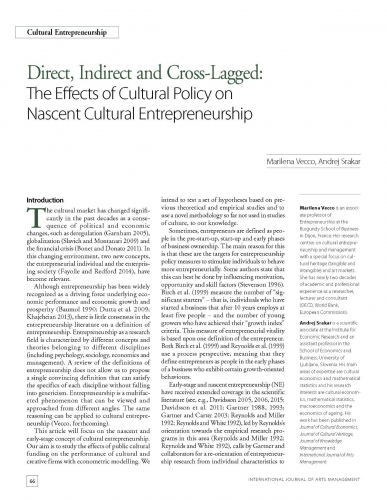 Direct, Indirect and Cross-Lagged: The Effects of Cultural Policy on Nascent Cultural Entrepreneurship
