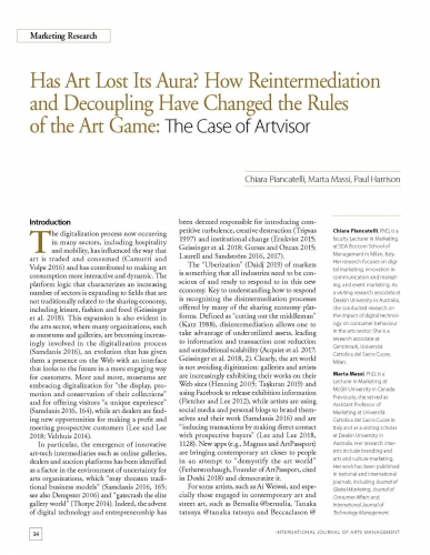 Has Art Lost Its Aura? How Reintermediation and Decoupling Have Changed the Rules of the Art Game: The Case of Artvisor