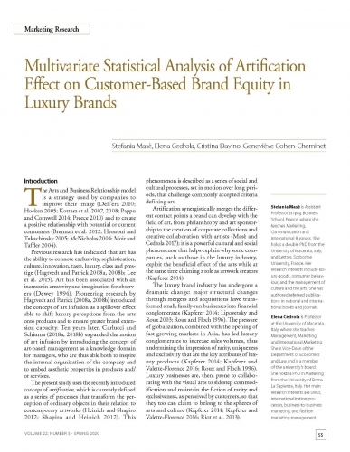 Multivariate Statistical Analysis of Artification Effect on Customer-Based Brand Equity in Luxury Brands